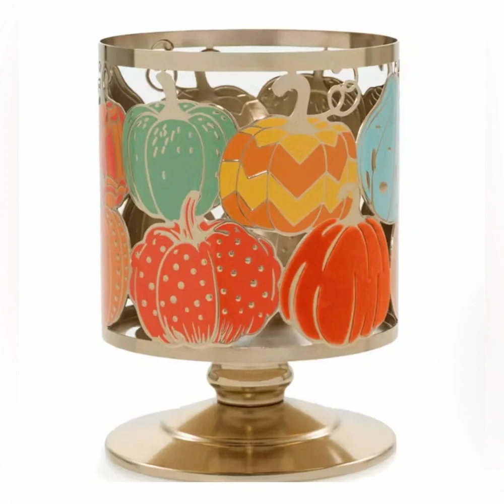 NWT Yankee Candle Fall Gourds Metal Large Jar Candle Holder Autumn Pumpkin Decor